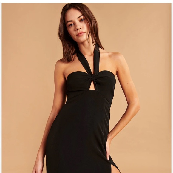 Abercrombie & Fitch Knot Front Cutout Halter Midi Dress - Picture 2 of 6